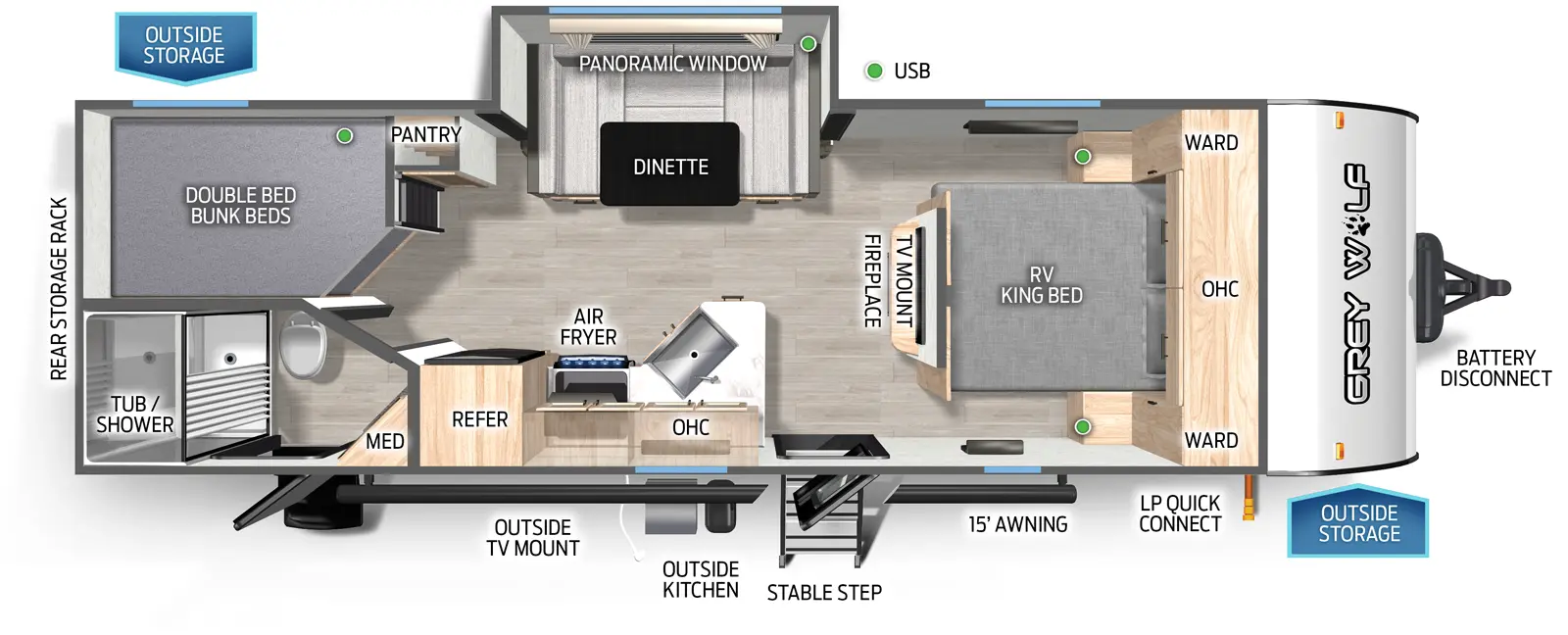 Grey Wolf 23DBH Floorplan